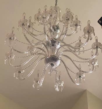 before photo of a reviewer's dingy chandelier