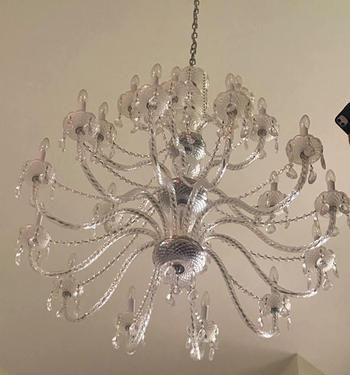 before photo of a reviewer's dingy chandelier