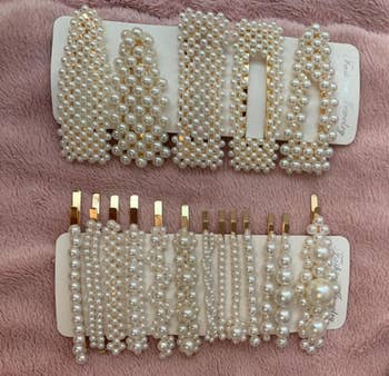 reviewer image of the 18 pearly hair clips