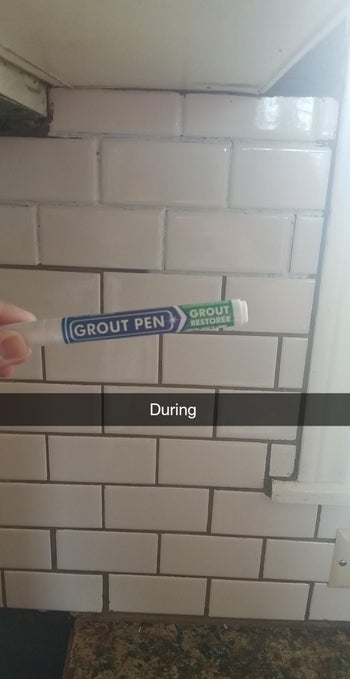 same reviewer showing during using the grout cleaner and how it is changing from black to white