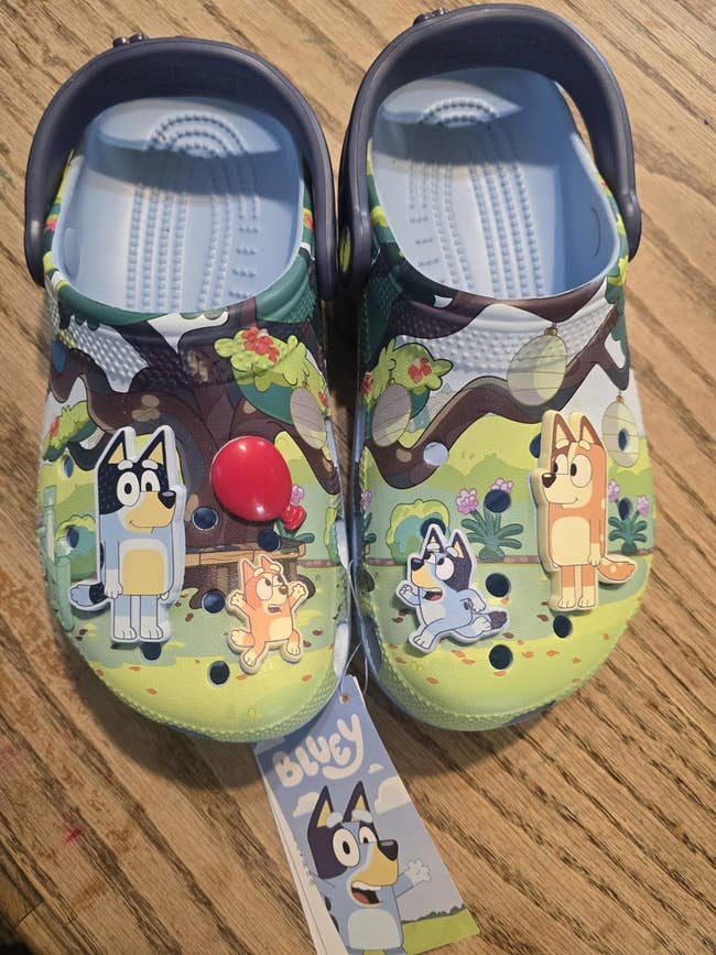 Children's shoes featuring cartoon dogs successful  a playful outdoor scene, inspired by a fashionable  animated show