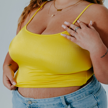 different model wearing the top in yellow