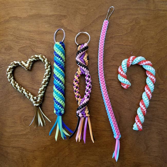 four colorful lanyard creations