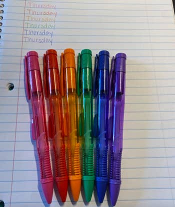 the color versions of the pencils with handwriting showing how they look on paper