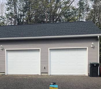 Before of a reviewer's plain white garage door 