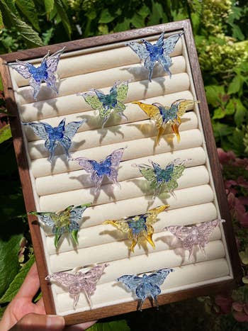 Glass butterfly rings