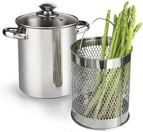 Steamer for Cooking, 18/8 Stainless Steel Steamer Pot, Food Steamer 11 inch  Steam Pots with Lid 2-tier for Cooking Vegetables, Seafood, Soups, Stews