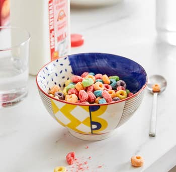 Hand-painted bowl with cereal inside