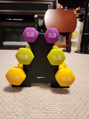 reviewer picture of the dumbell set