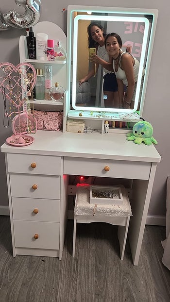 reviewer photo of the light-up vanity
