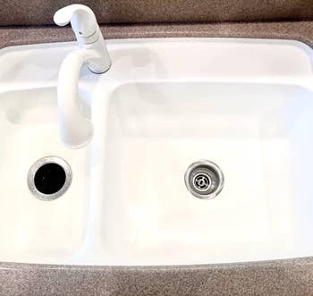 reviewer after photo of the same sink looking spotless after being treated with oxiclean