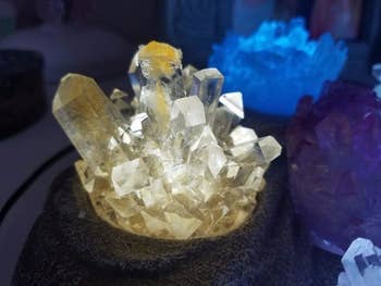 an illuminated clear crystal