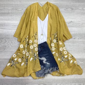 the same kimono in mustard yellow 