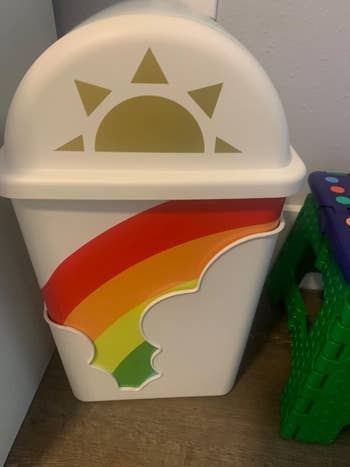 reviewer image of the rainbow trash can