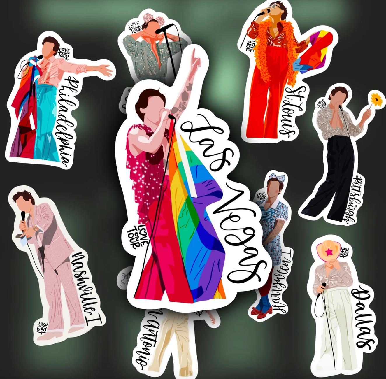 various harry styles love on tour stickers