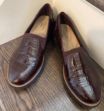 reviewer photo of the burgundy loafers