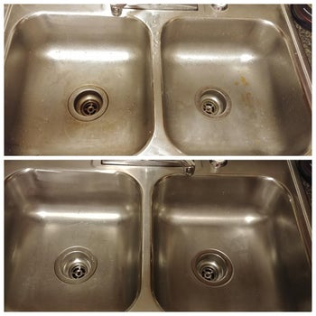 reviewer's sink stained then clean