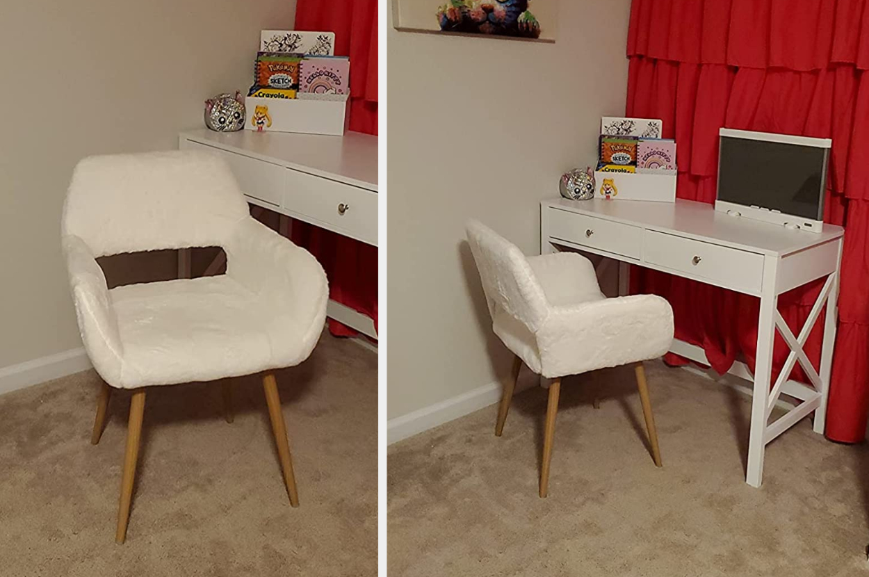 white upholstered desk chair no wheels