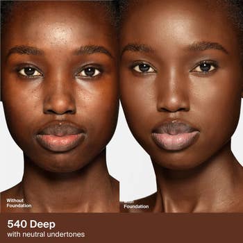 Model earlier  and aft  utilizing Haus Labs foundation