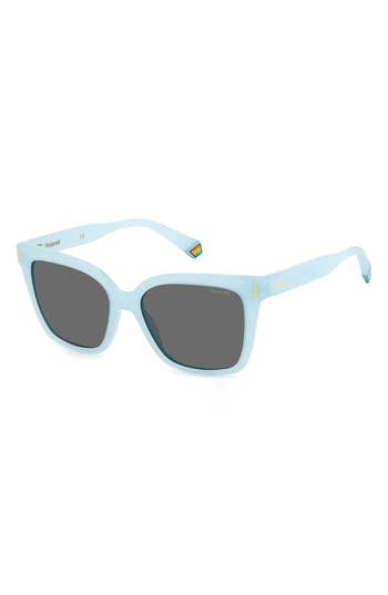 Light blue Polaroid sunglasses with a classic design