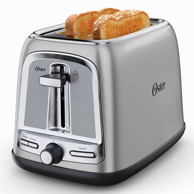 the two slice toaster in silver