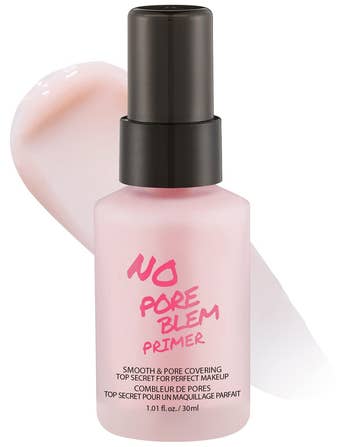 a dollop of the primer, showing the gel-like pink texture