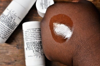 Demonstration of oil on skin