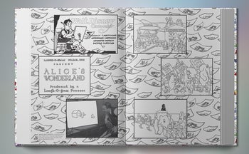an inside spread of images from the disney 100 coloring book
