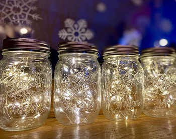 a close-up of the jar lanterns 