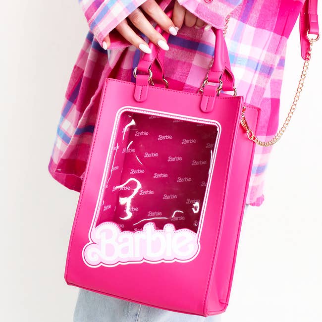 a handbag shaped like a barbie box