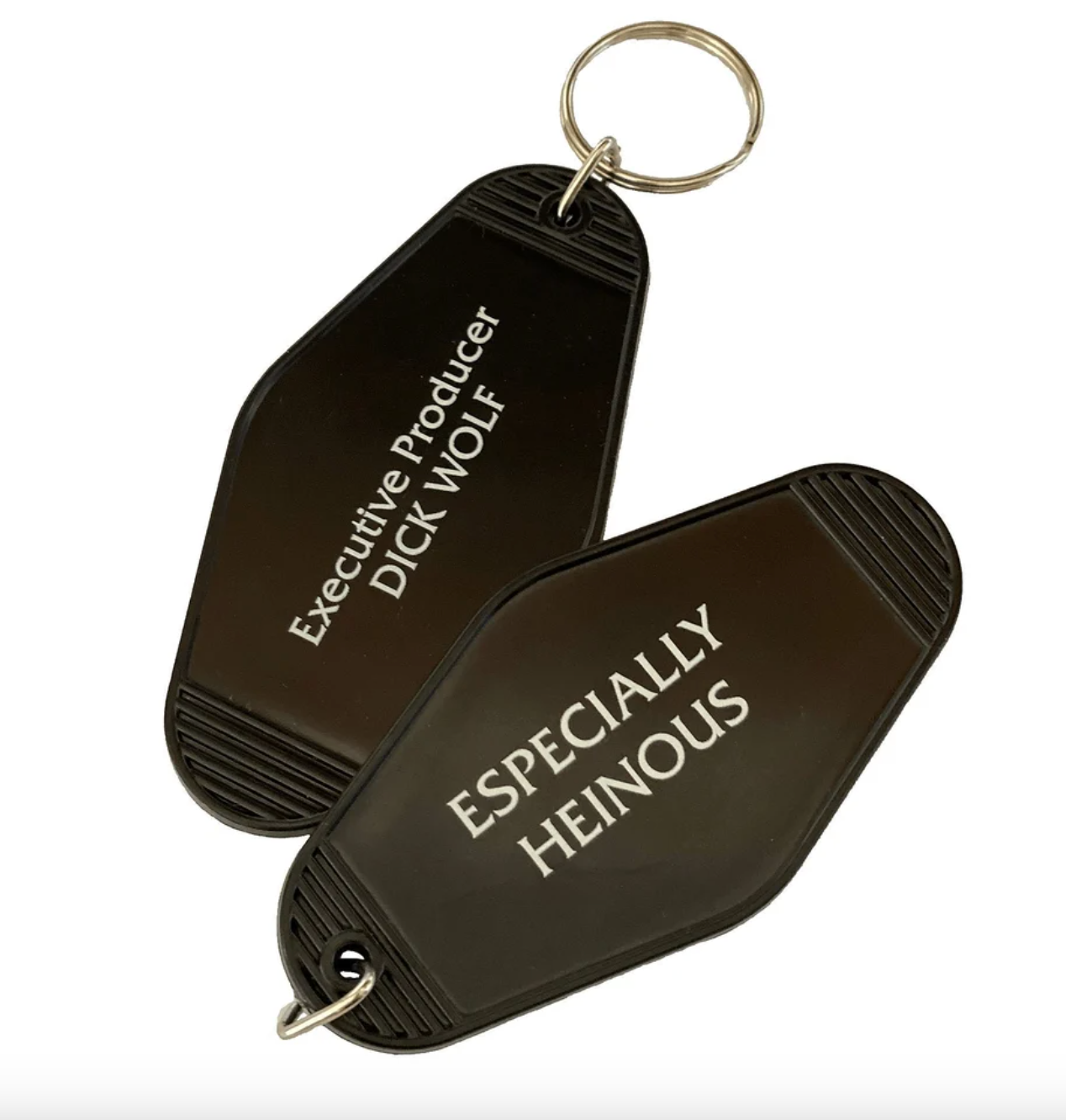 the black keychain which says 