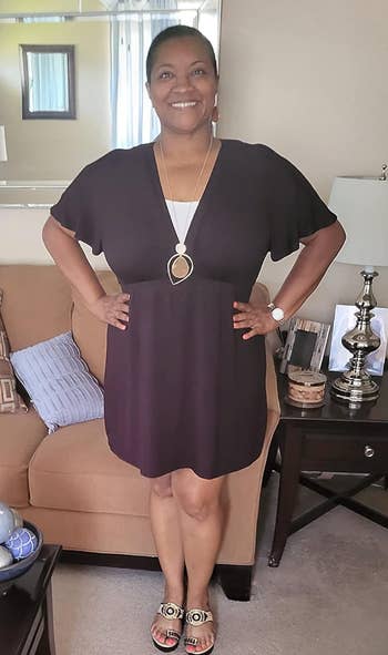 reviewer in black version of the dress