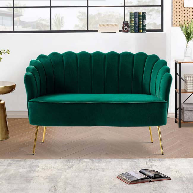 the green velvet couch