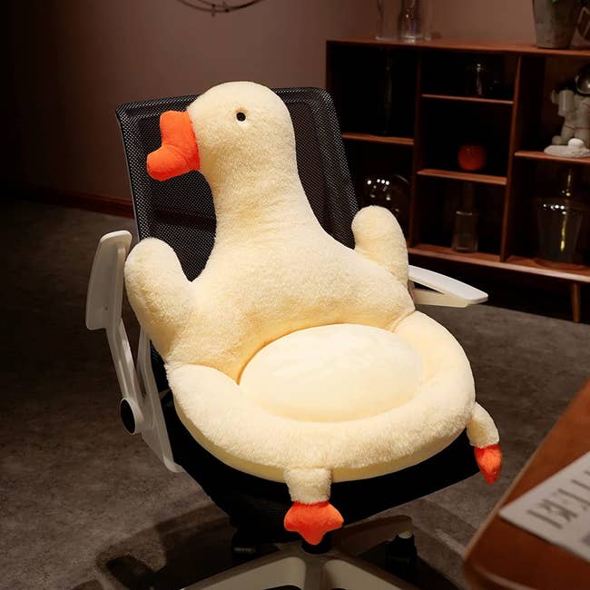 large duck seat cushion on computer chair