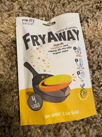 reviewer photo of the FryAway package