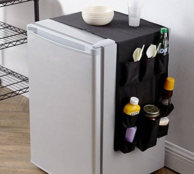 Reviewer photo of the organizer on the mini fridge