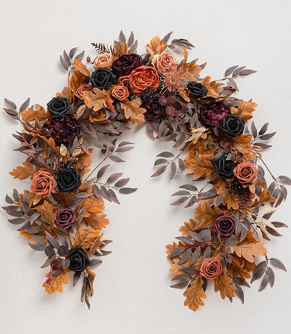 faux botanical wreath in autumnal theme 