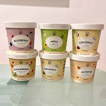 pic of colorful six-pack of the Mylk Labs oatmeal in a variety of flavors