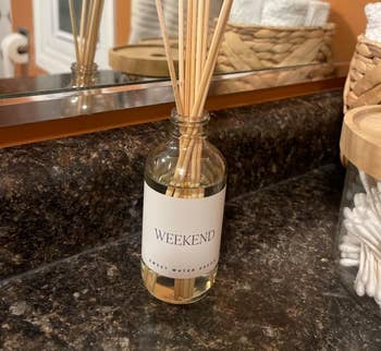 Reed diffuser labeled