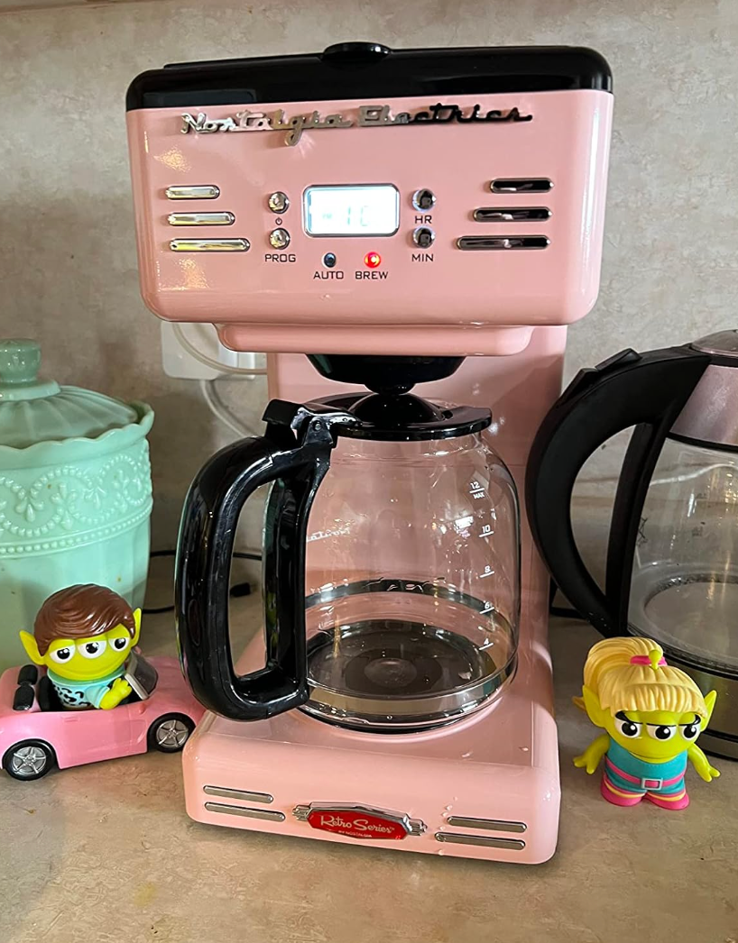 Nostalgia Retro 12-Cup Programmable Coffee Maker, Pink