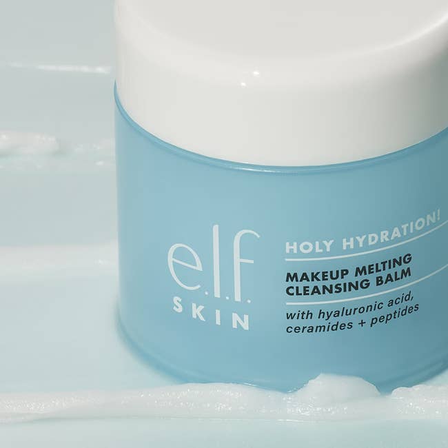 e.l.f. Skin Holy Hydration! Makeup Melting Cleansing Balm, features hyaluronic acid, ceramides, peptides