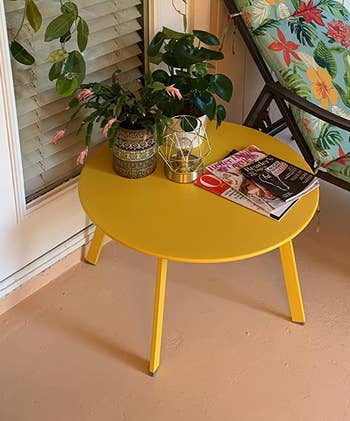 Reviewer image of yellow outdoor coffee table