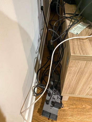 reviewer before image of a bunch of tangled cables and wires