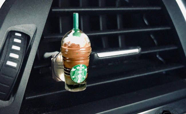 small Frappuccino charm on car vent 