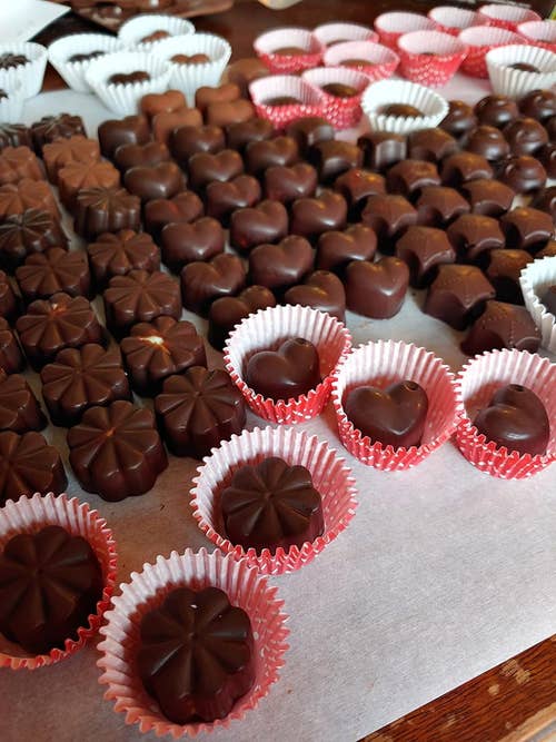 heart and clover chocolates made with the molds
