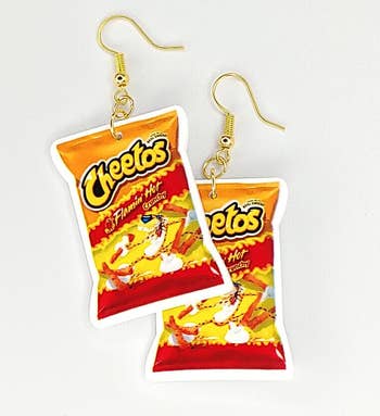 the earrings shaped like cheeto bags