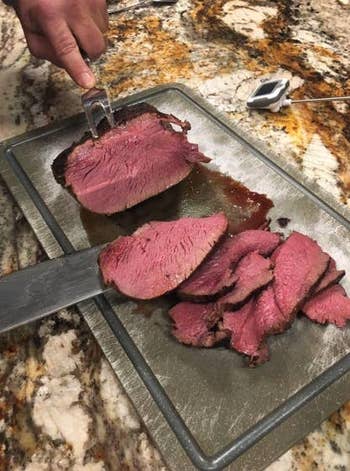 Reviewer image of meat cooked with the sous vide