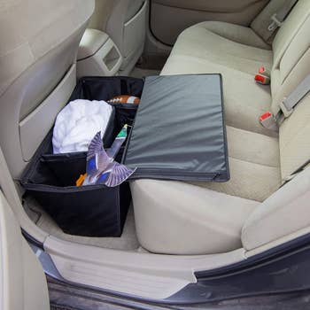 backseat extender open to reveal storage