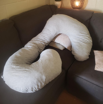 Reviewer image of light gray pillow