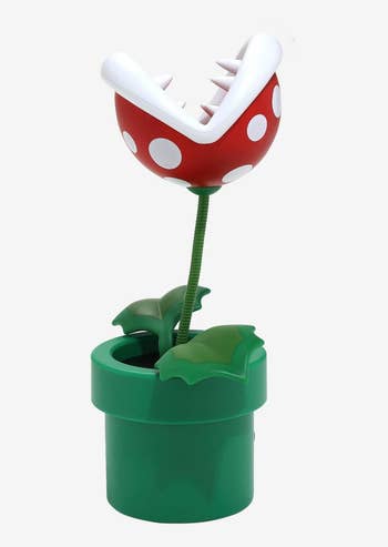 The piranha plant lamp with mouth posed facing up